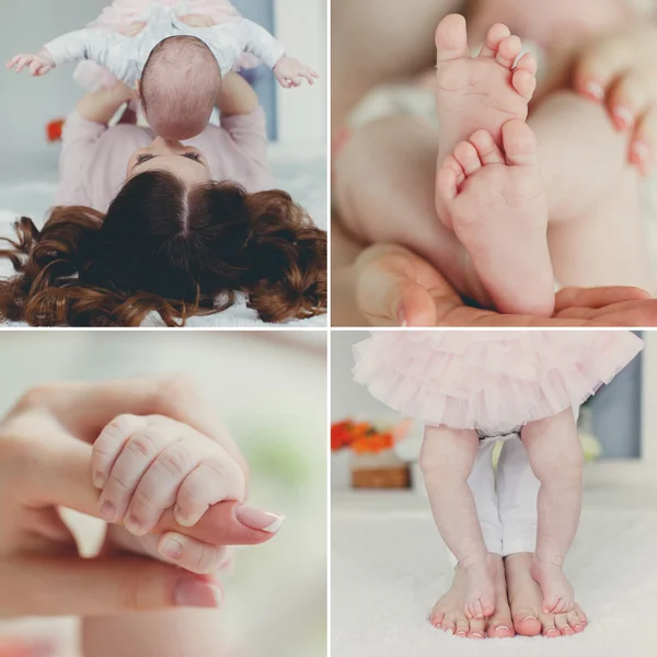 Nahaufnahme der Hände und Füße des Kindes, Collage — Stockfoto