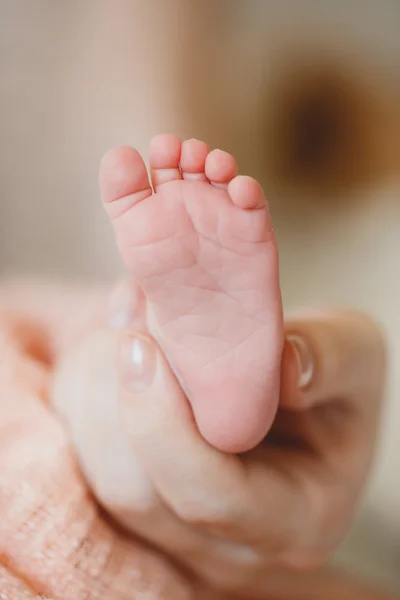 Children's legs on a mother's palm — Zdjęcie stockowe