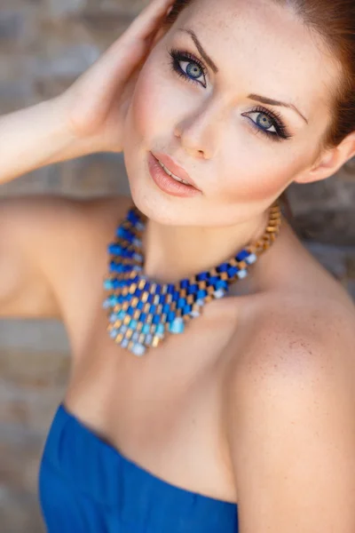 Summer portrait of beautiful red-haired woman. — Stock Photo, Image