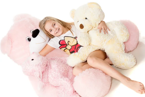 With a teddy bear — Stock Photo, Image