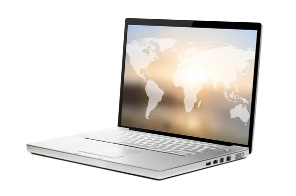Laptop moderno su bianco — Foto Stock