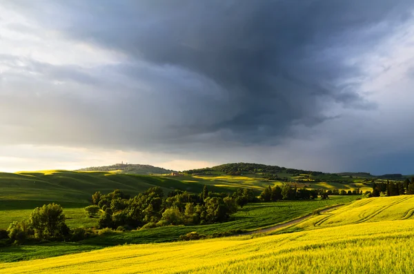 Vista do pôr do sol de pienza — Fotografia de Stock