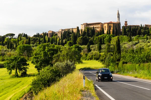 Вид на П'єнца і Тоскана пейзаж — стокове фото