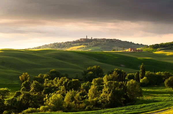 Vista do pôr do sol de pienza — Fotografia de Stock