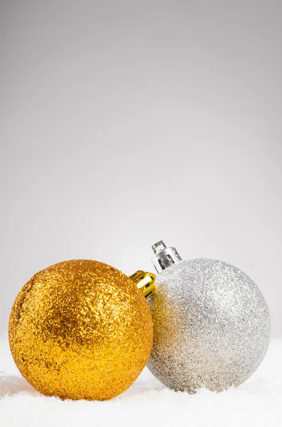 Decorative balls on snow — Stock Photo, Image