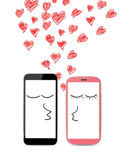 Smartphones modernos estão beijando — Fotografia de Stock