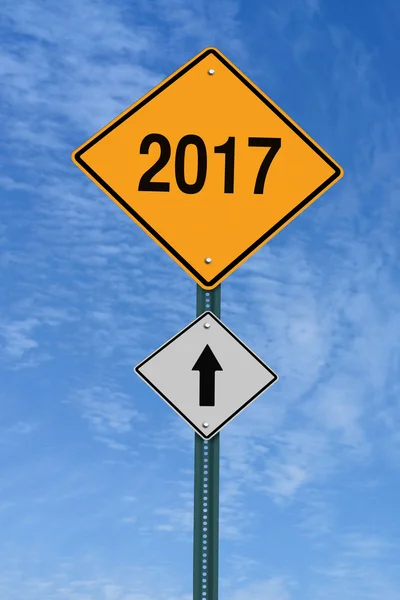 2017 ahead roadsign — Stock Photo, Image