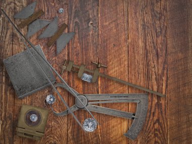 Vintage kuyumcu araçları ve elmas