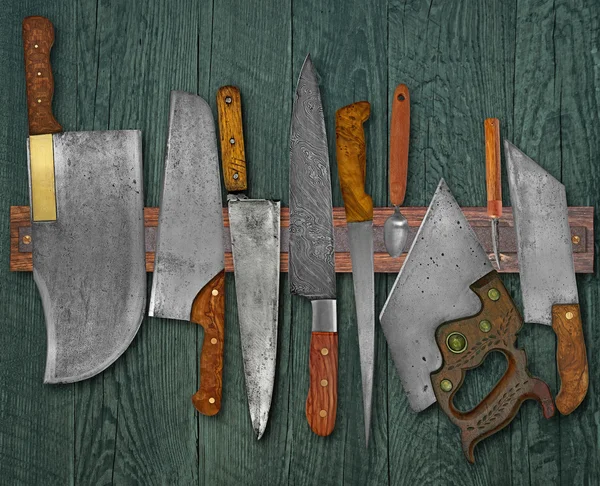 Vintage knives on the rack — Stock Photo, Image