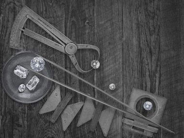 Vintage tools and diamonds clipart