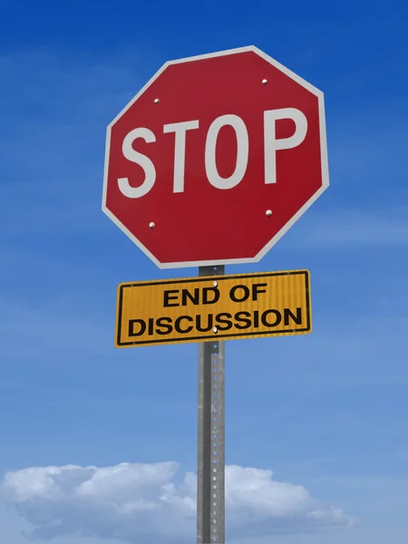 Stop signo final discusión — Foto de Stock