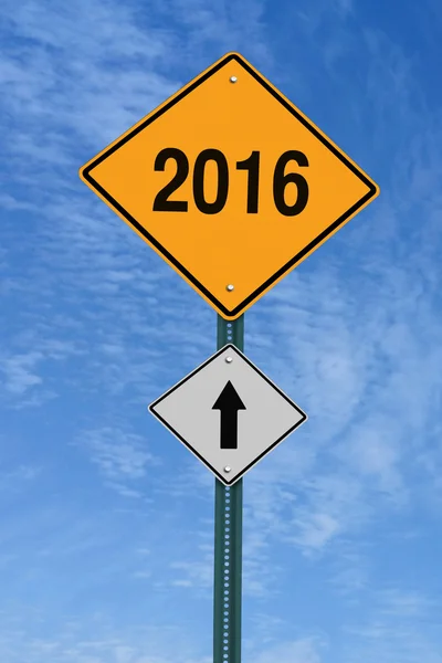2016 попереду roadsign Ліцензійні Стокові Зображення