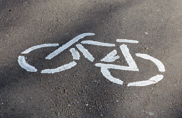 Fahrrad-Symbol auf Asphalt — Stockfoto