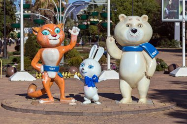 2014 Kış Olimpiyatları maskotlar. Sochi. Rusya