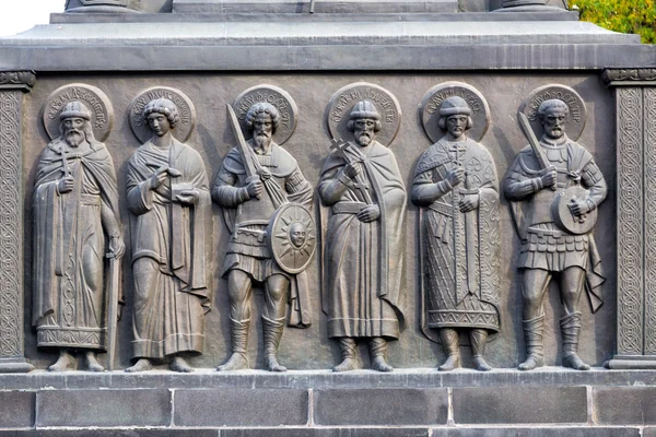 Reliefs lower tier of monument to Vladimir the Great in Belgorod. Russia — ストック写真