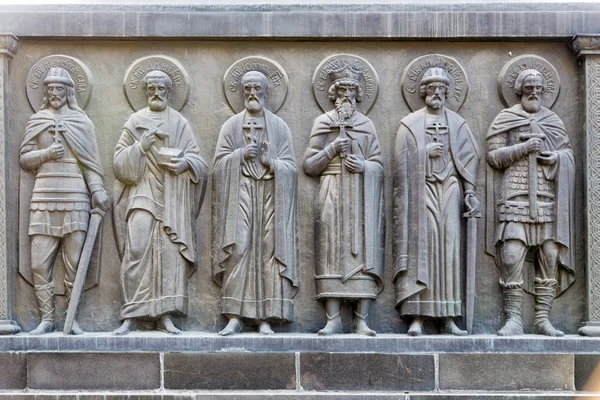 Reliefs lower tier of monument to Vladimir the Great in Belgorod. Russia — Zdjęcie stockowe