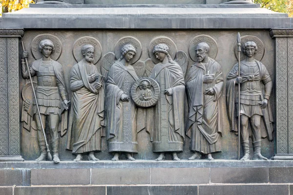 Reliefs lower tier of monument to Vladimir the Great in Belgorod. Russia — Zdjęcie stockowe