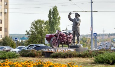 Monument incorruptible road policeman. Belgorod. Russia clipart