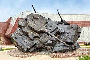 Heykel kompozisyon Prohorovka - Taran, savaş tankları. Rusya