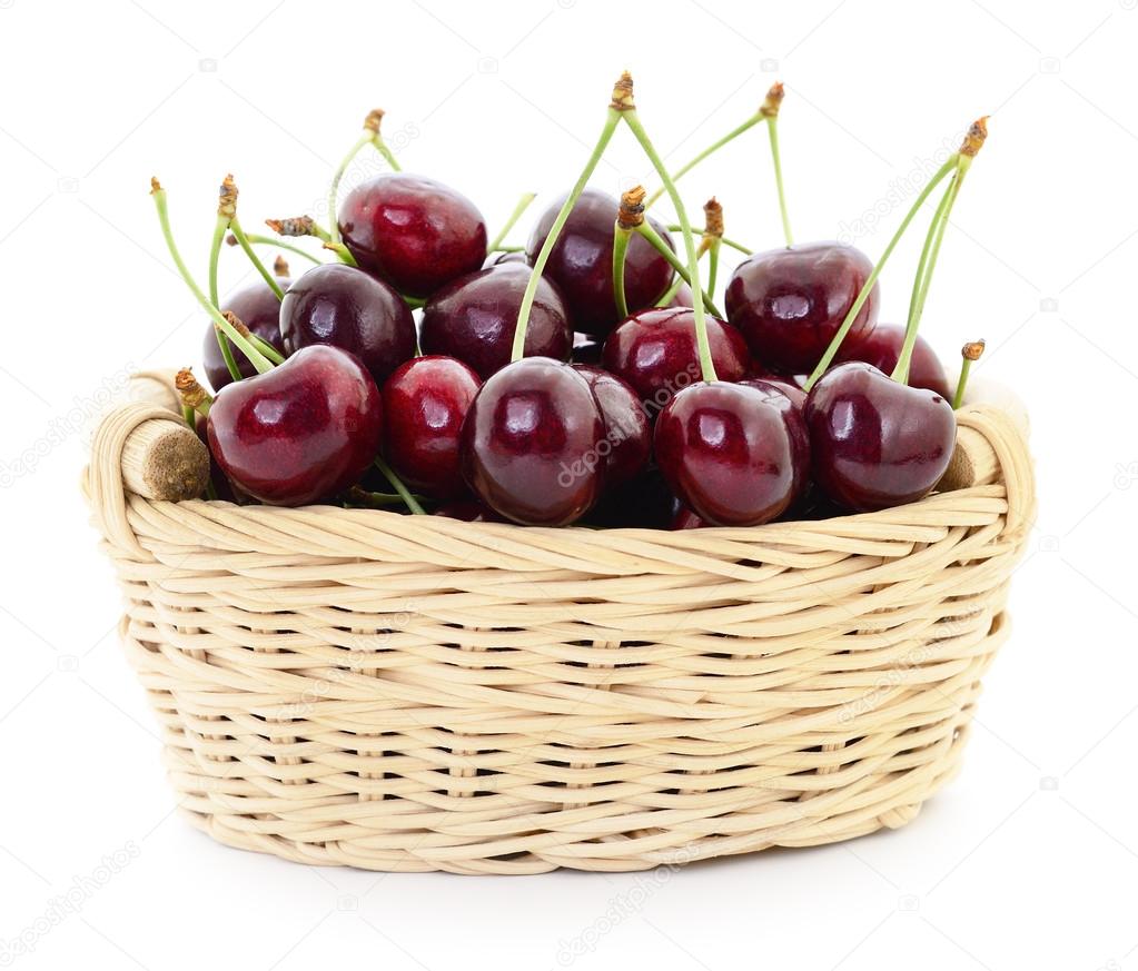 Cherries in basket.