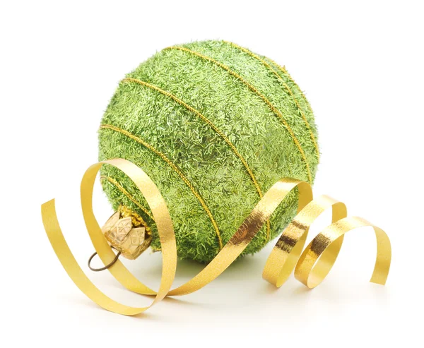 Christmas Ball & Gold Ribbon — Stock Photo, Image