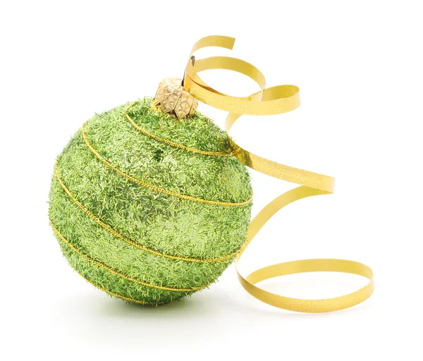 Christmas Ball & Gold Ribbon — Stock Photo, Image