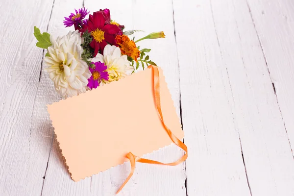 Autumn flowers and card for your text — Stock Photo, Image