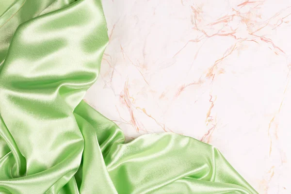 Background Green Silk Fabric Marble — Stock Photo, Image