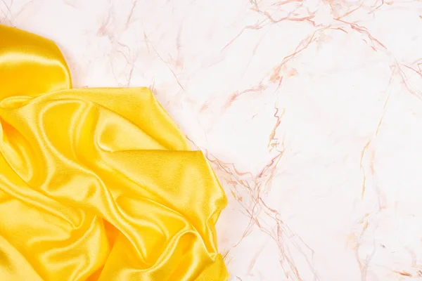 Brilliant Yellow Silk Fabric Marble Place Text Stock Image