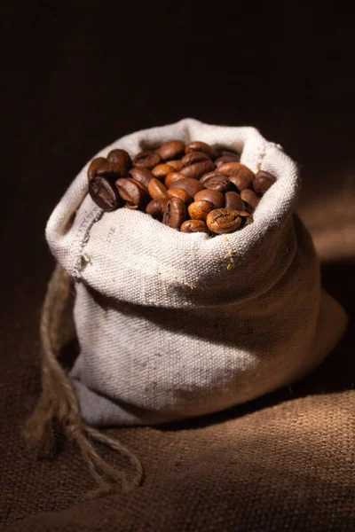 Small pouch of roasted coffee beans