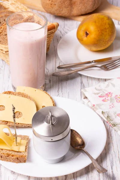 Batido Iogurte Frutas Frescas Para Café Manhã — Fotografia de Stock