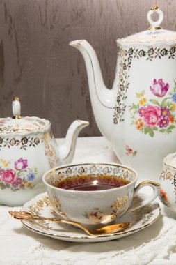 Antique tea set clipart