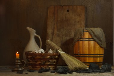 Temizlik için vintage araçları ile natürmort
