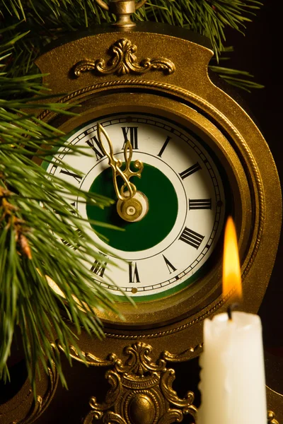 Fondo de Navidad con reloj —  Fotos de Stock