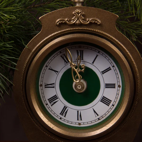 Christmas background with  clock — Stock Photo, Image
