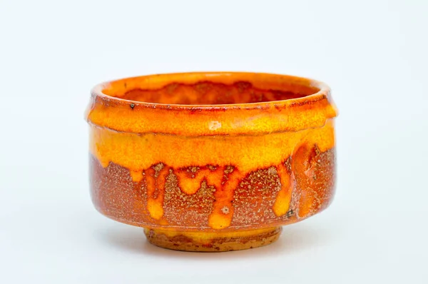 Egy Kép Narancssárga Tálról Teához — Stock Fotó