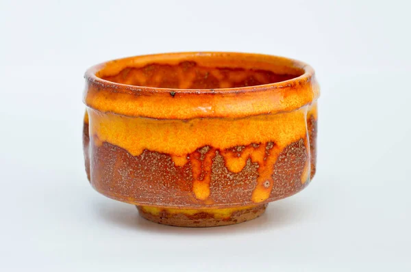Egy Kép Narancssárga Tálról Teához — Stock Fotó
