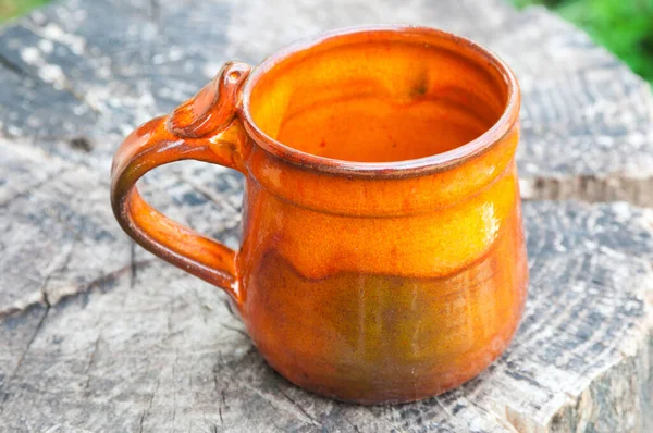 Image Orange Pottery Cup Tea — Stock Photo, Image