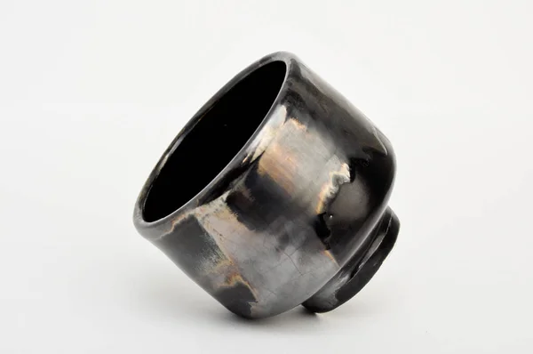 Une Image Tasse Poterie Argent Noir — Photo