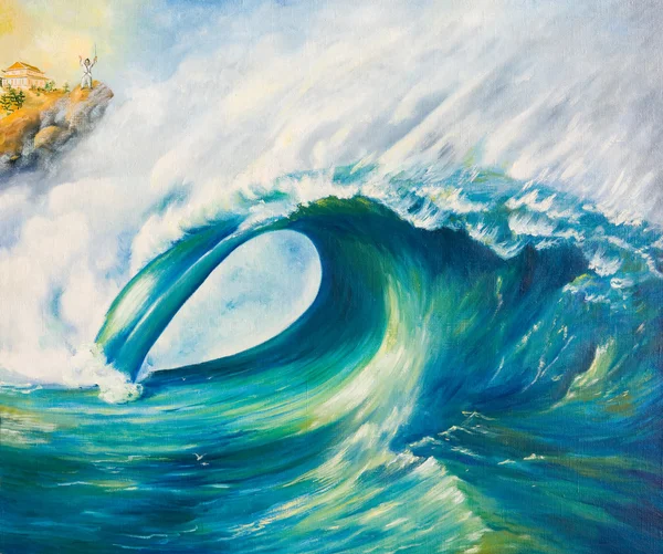 Pintura a óleo. Tsunami — Fotografia de Stock