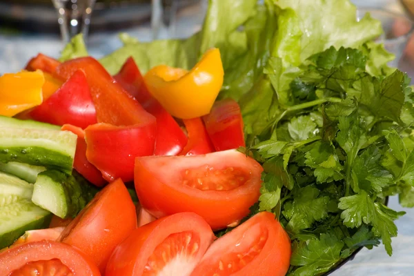 Fresh Vegetables Sliced Plate — Stock Photo, Image