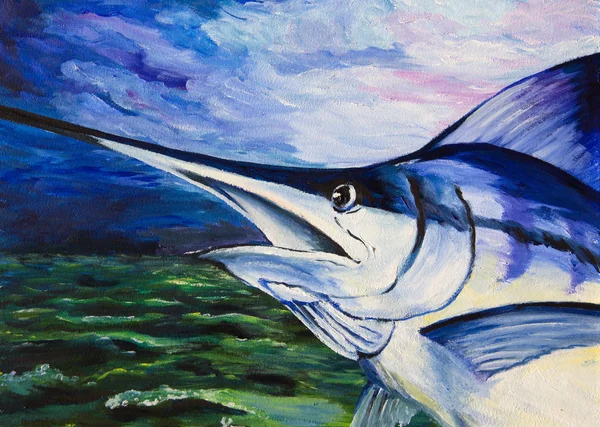 蓝枪鱼从水里 — 图库照片