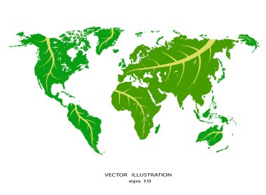 Dünya Haritası Eko bilgi grafik elemanları ile stilize. 