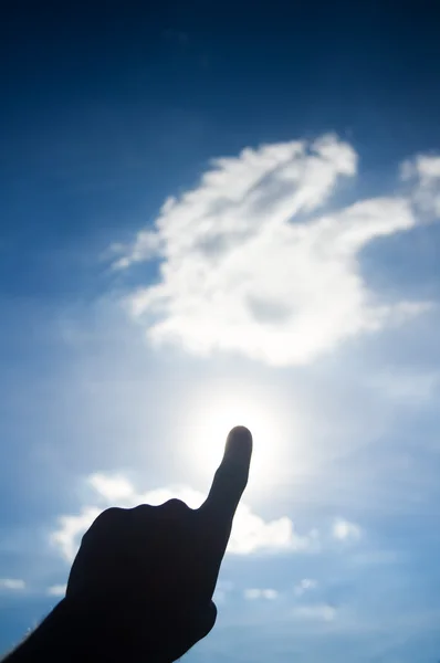 Wskaż w rękę światłem słonecznym — Zdjęcie stockowe