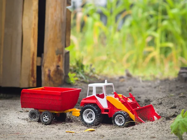 Toy tractor on land