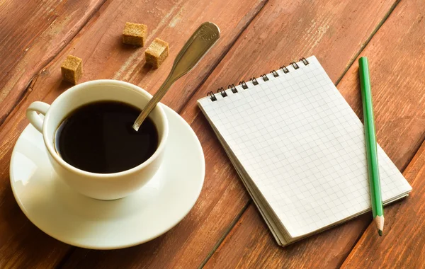 Kopp kaffe och socker — Stockfoto