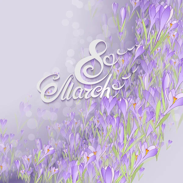 Marco floral con azafranes y nevadas. Fondo púrpura — Vector de stock