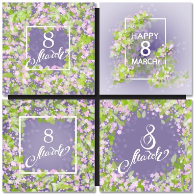 Soyut mor çiçek tebrik kartı