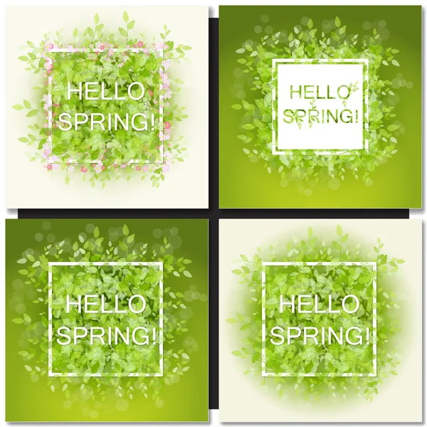 Fresh spring green grass leaves frame — Stock Vector