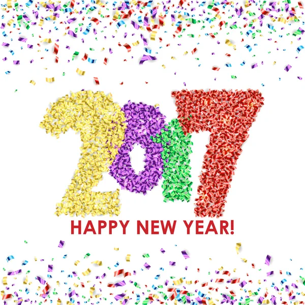 Año Nuevo 2017 fondo de celebración con confeti — Vector de stock